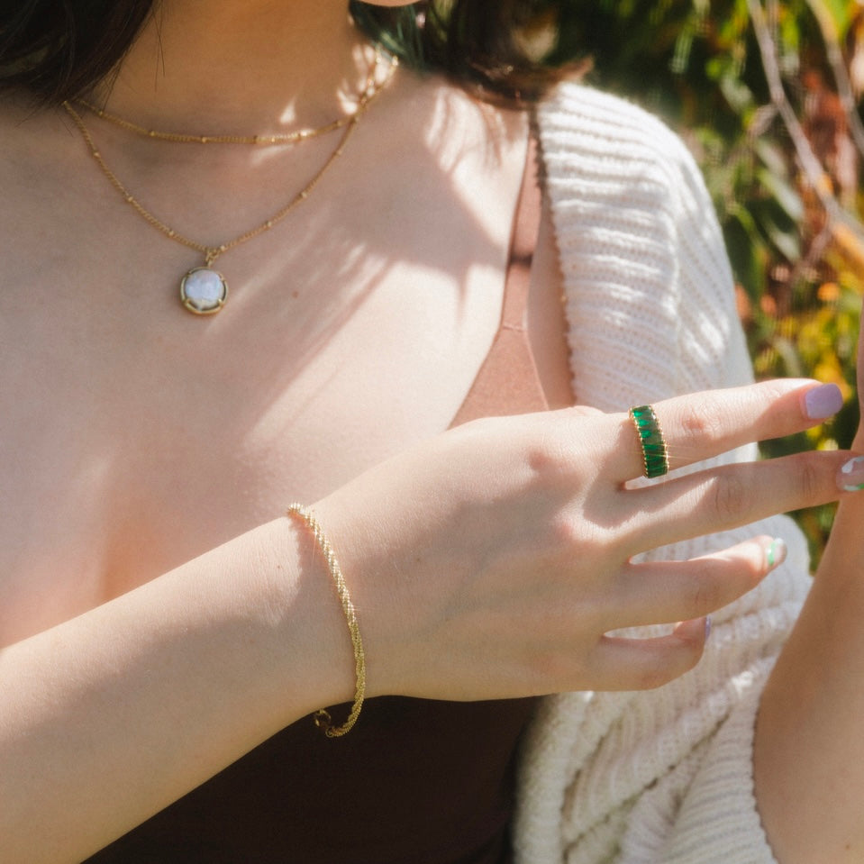EMERALD CUT PAVE RING