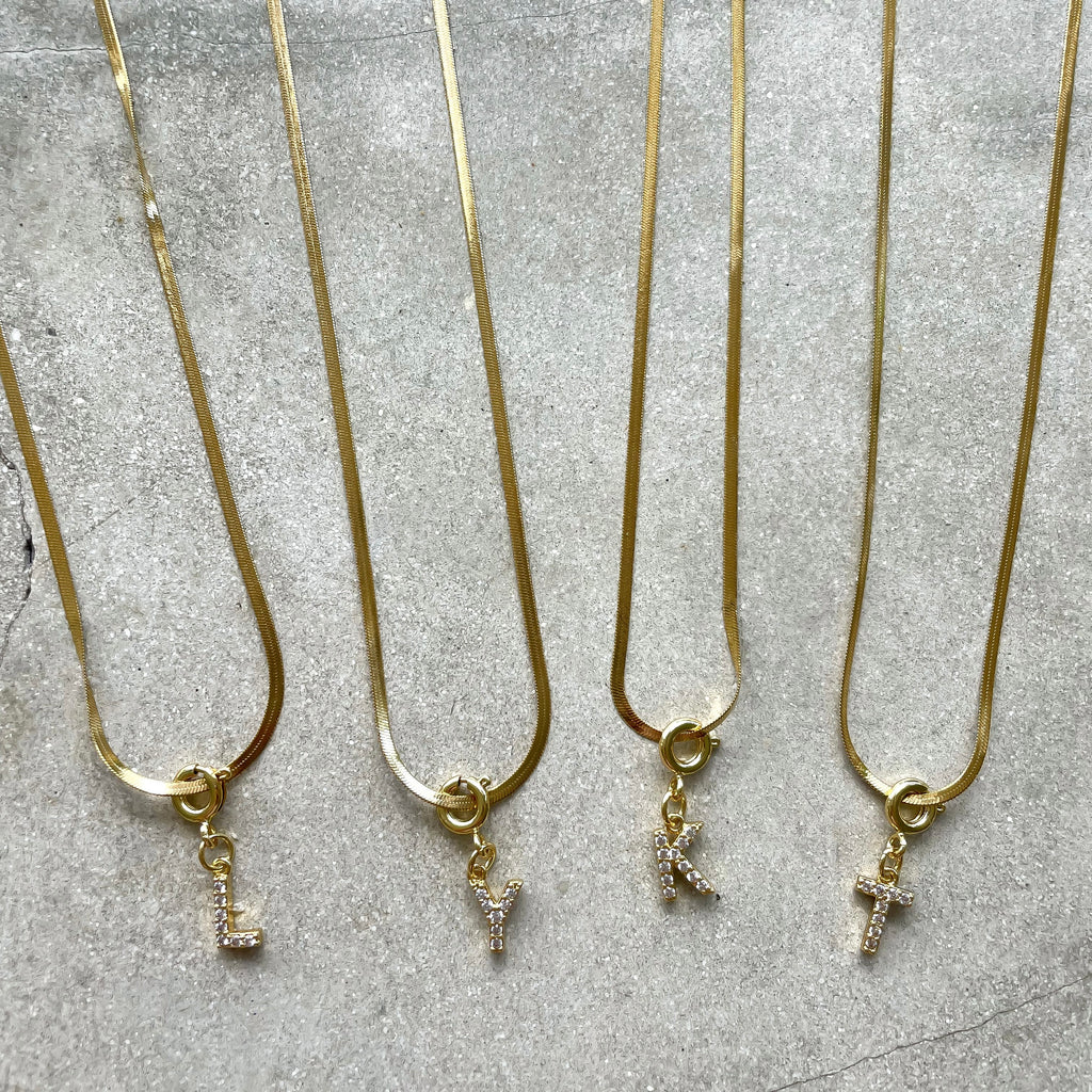 TINY SPARKLE LETTER NECKLACE