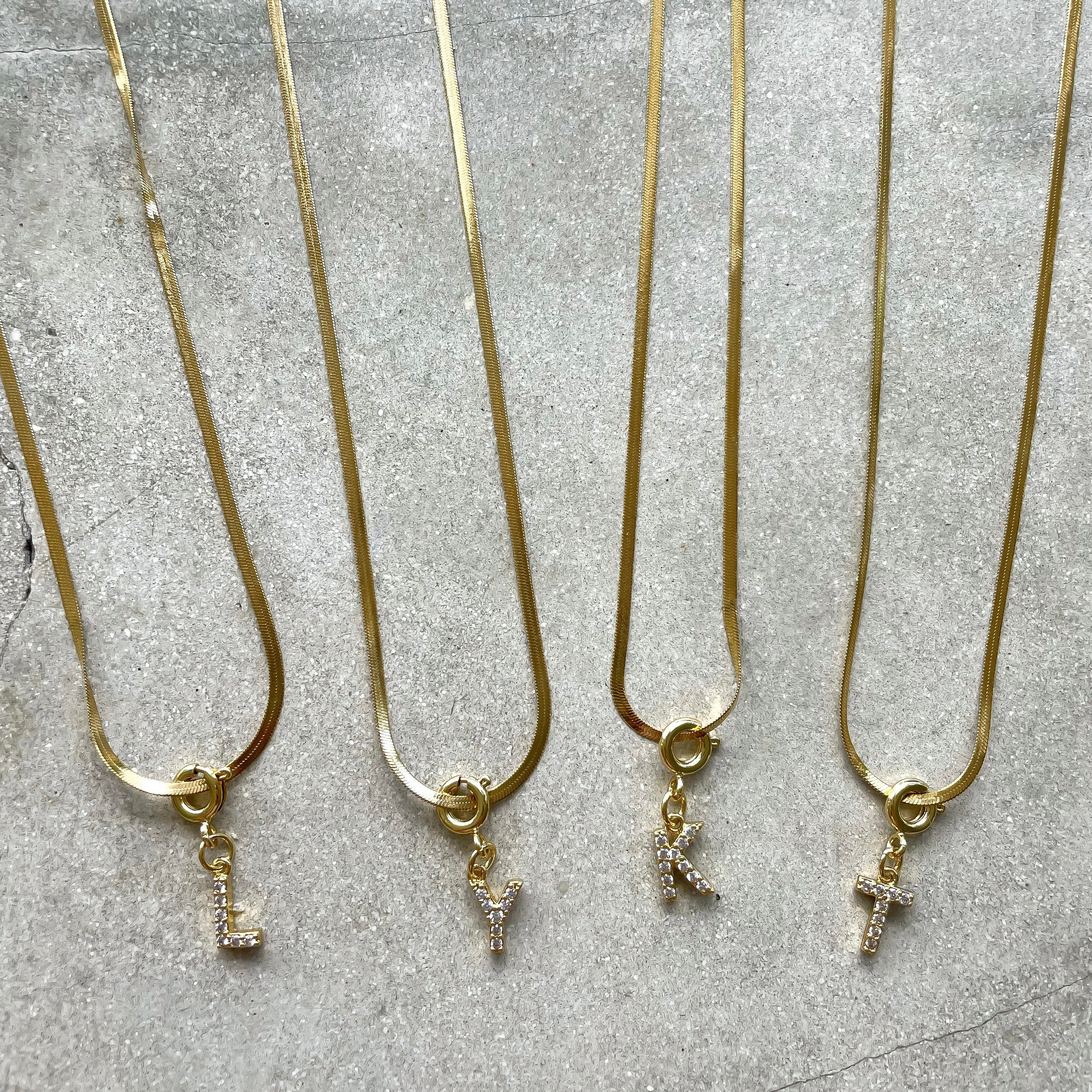 TINY SPARKLE LETTER NECKLACE