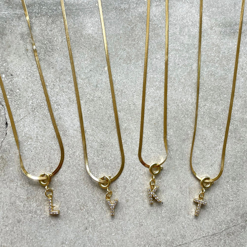 TINY SPARKLE LETTER NECKLACE