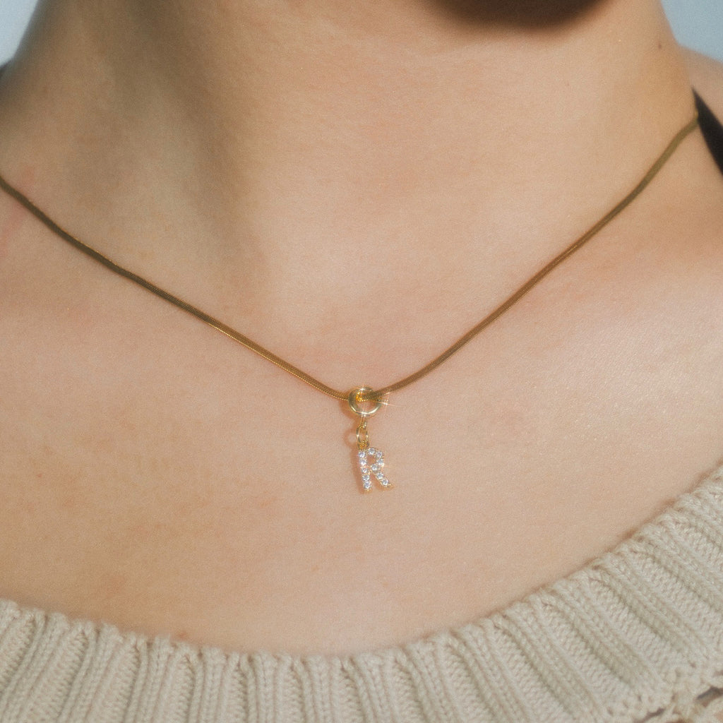 TINY SPARKLE LETTER NECKLACE