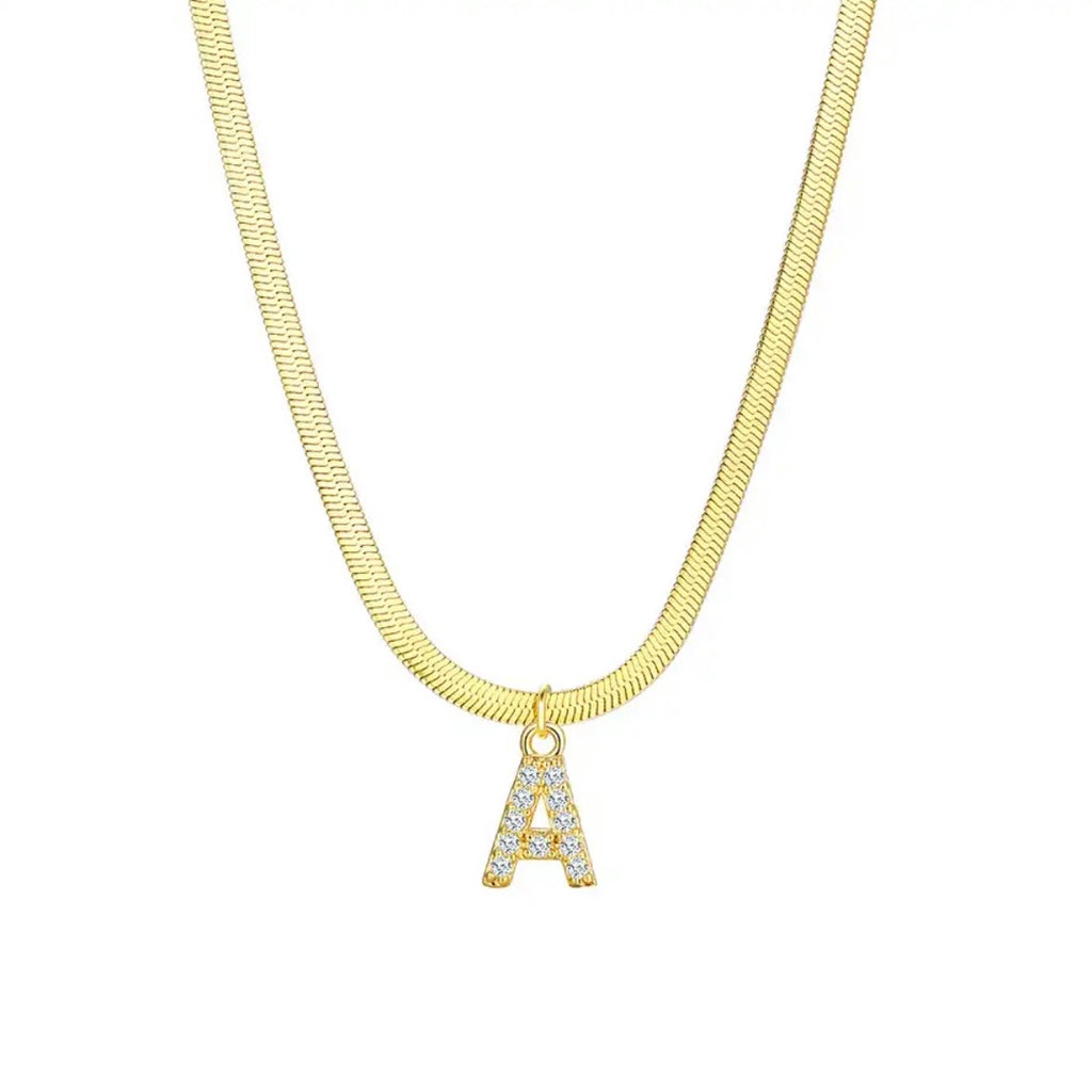 TINY SPARKLE LETTER NECKLACE