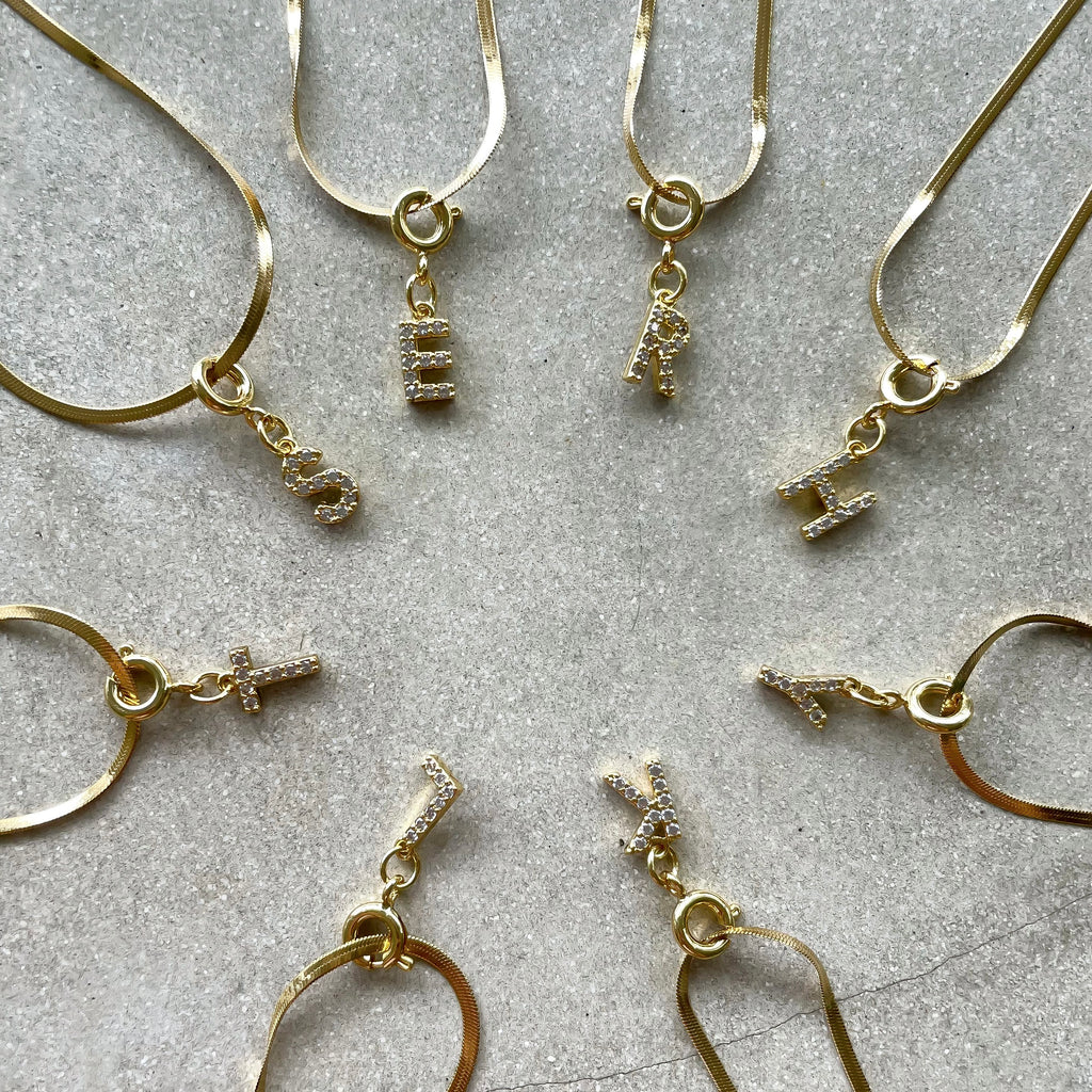 TINY SPARKLE LETTER NECKLACE