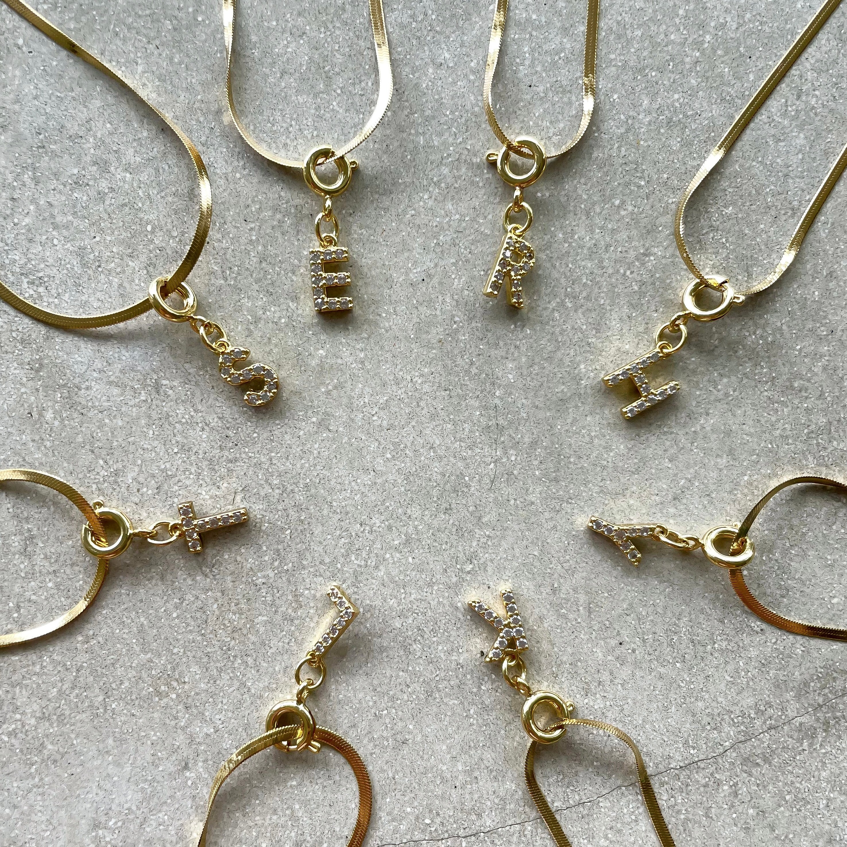 TINY SPARKLE LETTER NECKLACE