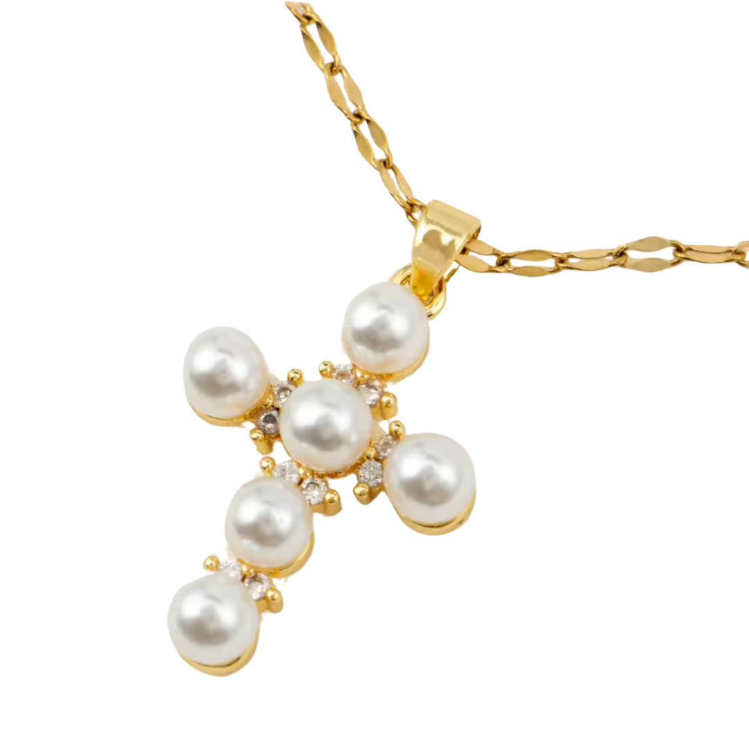 PEARL CROSS NECKLACE