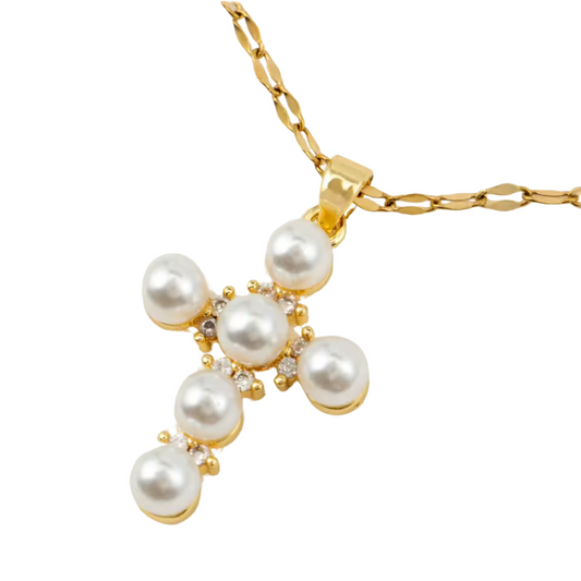 PEARL CROSS NECKLACE